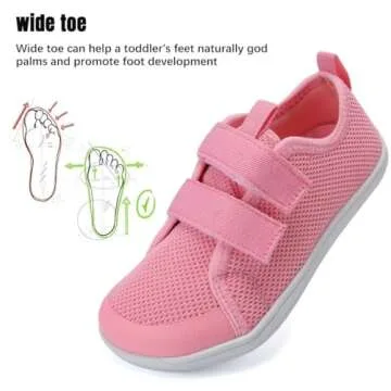 WateLves Toddler Little Kid Wide Barefoot The First Walking Shoes Girls Boys Breathable Lightweight Splay Naturally Minimalist Sneakers(Pink,24)
