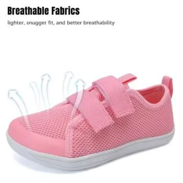 WateLves Toddler Little Kid Wide Barefoot The First Walking Shoes Girls Boys Breathable Lightweight Splay Naturally Minimalist Sneakers(Pink,24)