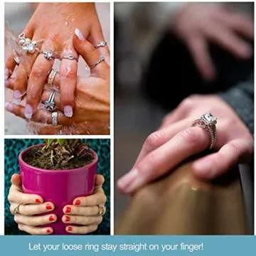 Ring Size Adjuster for Loose Rings, 12 Pack Invisible Ring Guards, Ring Sizers Ring Spacers or Ring Tightener, 4 Sizes Fitter, Resizer Fit Almost Any Size Rings