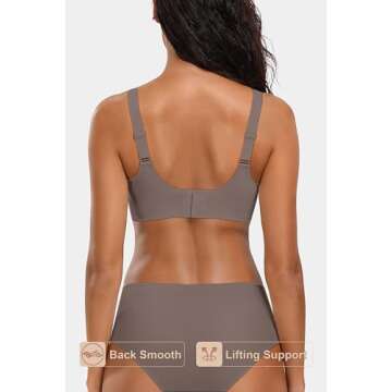 Vertvie Women's Seamless Bras No Underwire Scalloped Push Up Bras Soft Wireless Comfort Bralettes Full Coverage Everyday Bra (Grey,X-Large)
