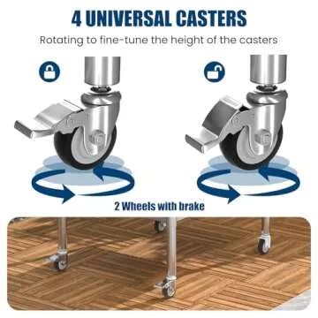 Chingoo Stainless Steel Table with Wheels 24 x 30 Inches Metal Prep Table with Backsplash & Adjustable Undershelf, Stainless Table for Commercial Kitchen, Outdoor, Restaurant, Hotel & Garage