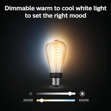 Philips Hue Smart Filament Bulbs - Adjustable Warm-to-Cool Light