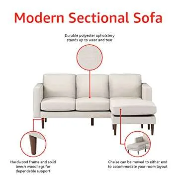 Rivet Revolve Modern Sectional Sofa with Reversible Chaise