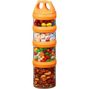 SELEWARE Stackable Food Storage Containers - Airtight 4 Piece Jars (31oz)