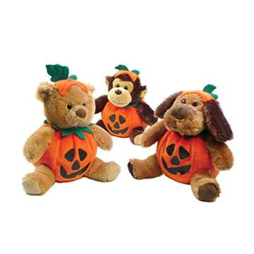 Plushland Halloween Plush Stuffed Animal Puppy Dog in Pumpkin Costume- Soft Toy - Gifts for Kids - 9 Inches