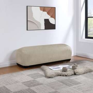 Meridian Furniture 22088 Beige Calum Mid-Century Modern Bench