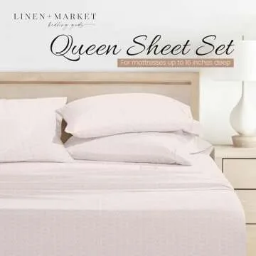 Linen Market Double-Brushed Patterned Microfiber Queen Sheet Set 4 Piece – Oeko-TEX Certified Ultra Soft & Wrinkle-Free - 16" Deep Pocket Sheets - Easy Care Queen Size - Classic in Pink