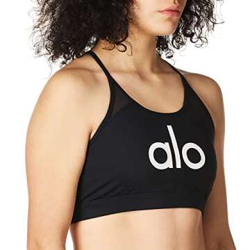 Alo Yoga Women's Starlet Bra, Black/ALO/White, M