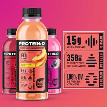 Protein2o 15g Whey Protein Isolate Infused Water, Ready To Drink, Gluten Free, Lactose Free, No Artificial Sweeteners, Flavor Fusion Variety Pack, 16.9 oz Bottle (Pack of 12)