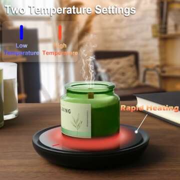 Candle & Coffee Warmer for Desk with Auto Shut Off