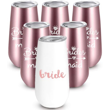 Bride to Be Champagne Flute | 6 oz Bride Tribe Stainless Steel Wine Tumblers | Engagement Wedding Gi...