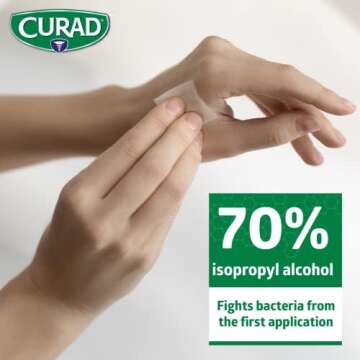 Curad Alcohol Prep Pads, 70% Alcohol, 1000 Count (5 Boxes 200 CT/EA)