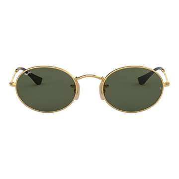 Ray-Ban RB3547N Oval Flat Lens Sunglasses, Gold/G-15 Green, 54 mm