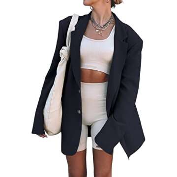 Grlasen Women Casual Elegant Long Sleeve Oversized Lapel Blazers Open Front Solid Work Office Jacket...