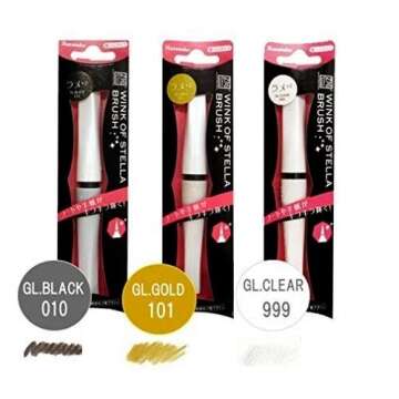 Zig Wink of Stella Brush,(No010 Glitter Black) & (No101 Glitter Gold) & (No999 Glitter Clear) Color 3pcs -Value Set
