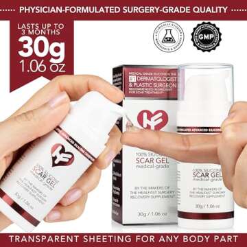 Physician Formulated Silicone Scar Gel Semi-Solid Sheeting - Advanced Crosspolymer Medical Grade Liq...