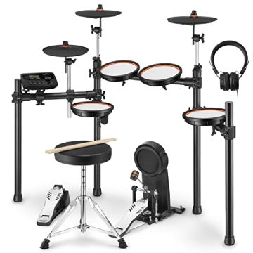 Donner DED-100 Electric Drum Set, Electric Drum for Beginner/Intermediate with Dual Zone Quiet Mesh ...