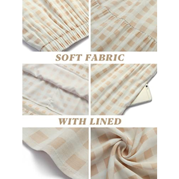 ZESICA Women's 2025 Summer Plaid Flower Elastic High Waist Flowy A Line Maxi Skirt with Pockets,Apricot,Small