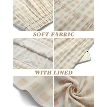 ZESICA Women's 2025 Summer Plaid Flower Elastic High Waist Flowy A Line Maxi Skirt with Pockets,Apricot,Small