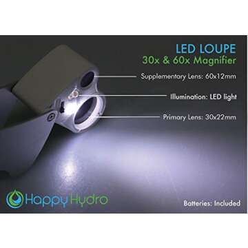 Happy Hydro LED Loupe - 30x & 60x Magnifying Lens