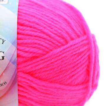 Well Krafty Premium Acrylic Yarn, Snag Free, 4 Ply for Knitting, Crochet and DIY Projects (2 Pack) (Hot Pink)