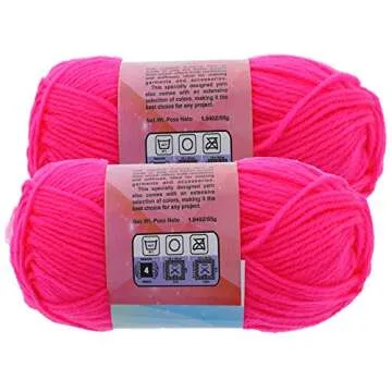 Well Krafty Premium Acrylic Yarn, Snag Free, 4 Ply for Knitting, Crochet and DIY Projects (2 Pack) (Hot Pink)