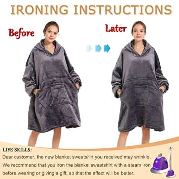 REDESS Blanket Hoodie Sweatshirt, Wearable Blanket Oversized Sherpa with Sleeves and Giant Pocket, Cozy Hoodie for Adult Kids