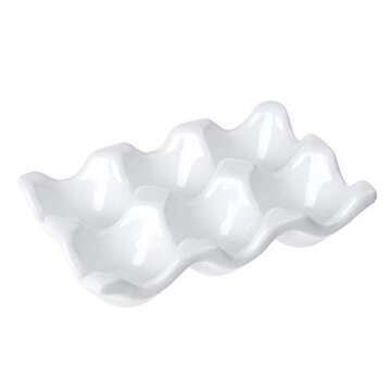 Ceramic 6 Cups Egg Tray - Half Dozen Porcelain Egg Holder Container Keeper Storage Organizer Decorat...