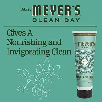 MRS. MEYER'S CLEAN DAY Exfoliating Body Scrub, Sugar Scrub that Leaves Skin Feeling Hydrated & Fresh, Made with Essential Oils, Basil, 8 oz
