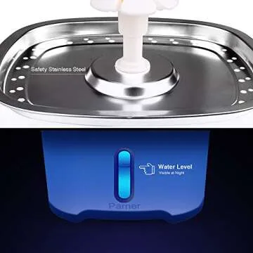 Cat Water Dispenser, Parner Stainless Steel Pet Fountain Flower 2.5L Auto Cat Fountain, Quiet Cat Dr...