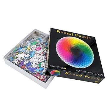 Moruska 1000 Piece Puzzles for Adults Teen - Gradient Color Rainbow Large Round Jigsaw Puzzle Difficult and Challenge