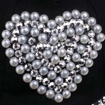 Shiny Pearl Loving Heart Adjustable Baseball Cap for Women
