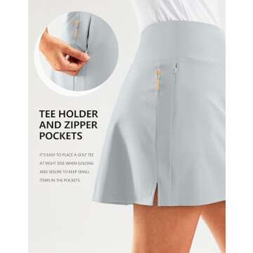 SANTINY Golf Skorts for Women with Zipper Pockets