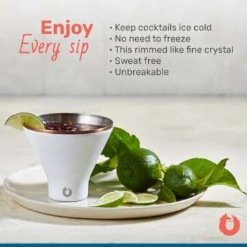 SNOWFOX Premium Vacuum Insulated Stainless Steel Martini Glass, Set of 2, Martinis Stay Icy Cold, St...