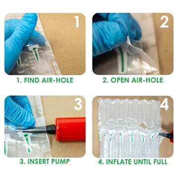 Innovative Haus Pack of 25 7 Inch x 8 Inch Inflatable Air Pillow Pouch Protectors with Free Pump for Heavy Duty Packing and Shipping Packaging Supplies. Protect Fragile Items for Moving and Storage