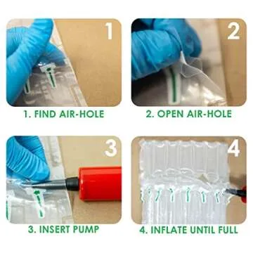 Innovative Haus Pack of 25 7 Inch x 8 Inch Inflatable Air Pillow Pouch Protectors with Free Pump for Heavy Duty Packing and Shipping Packaging Supplies. Protect Fragile Items for Moving and Storage