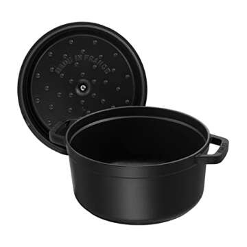 STAUB Cast Iron Roaster/Cocotte, Round, 6.7 L, Black, 28 cm