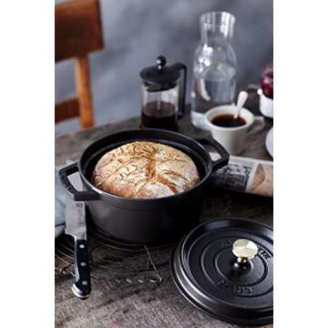 STAUB Cast Iron Roaster/Cocotte, Round, 6.7 L, Black, 28 cm
