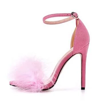 Elegant Size 12 Stiletto Heels with Feather Details