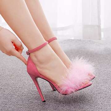 Elegant Size 12 Stiletto Heels with Feather Details
