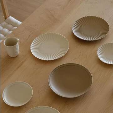 WENSHUO Daisy Dinner Plates Set of 6, 9-inch Round, Coconut Café