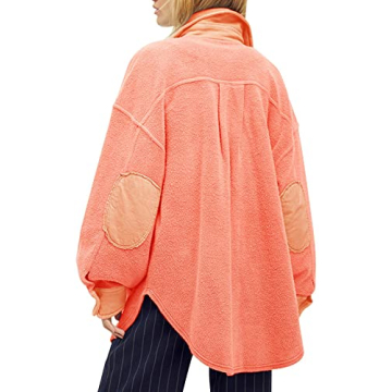 Fisoew Women's Oversized Button Down Shacket Comfortable Style