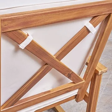 David Outdoor Acacia Wood Rocking Chair Set - Teak/Cream