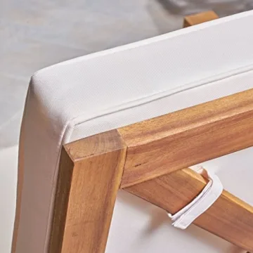 David Outdoor Acacia Wood Rocking Chair Set - Teak/Cream