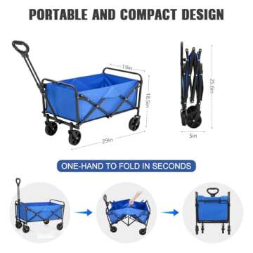 EVLIQUIL Collapsible Foldable Wagon,Wagons Carts Foldable with Wheels,Utility Grocery Lounge Folding...
