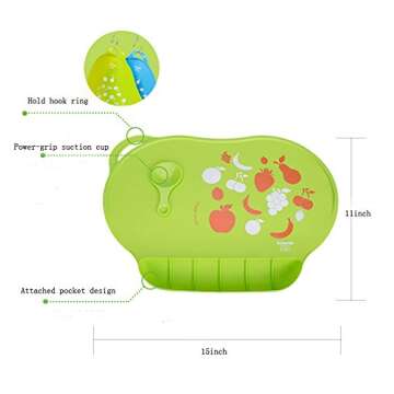 Tiny Diner Portable Silicone Placemat, Kids Dinnerware Table Mat,Baby Washable Food Placemat (Green)