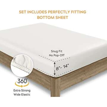 Sleep Mantra Premium 100% Organic Cotton Queen Bed Sheet Set - Soft & Cooling Percale Weave - 4 Piece Bedding Set with Deep Pocket - GOTS Certified - Breathable & Eco-Friendly (Queen, Ivory)