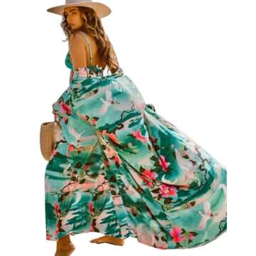 shermie Women's Long Kimono Bohemian Loose Causal Summer Beach Bikini Swimwear Swimsuit Cover Up Flo...
