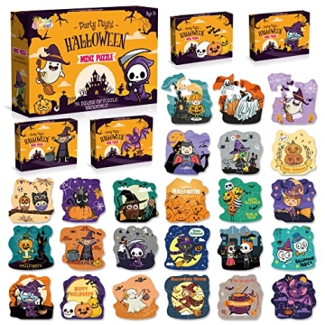 24 Pack Halloween Jigsaw Puzzles for Kids - Trick or Treat Fun!