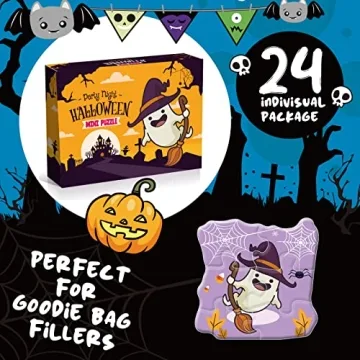 Halloween Jigsaw Puzzles 24 Pack for Kids Trick or Treat Gift